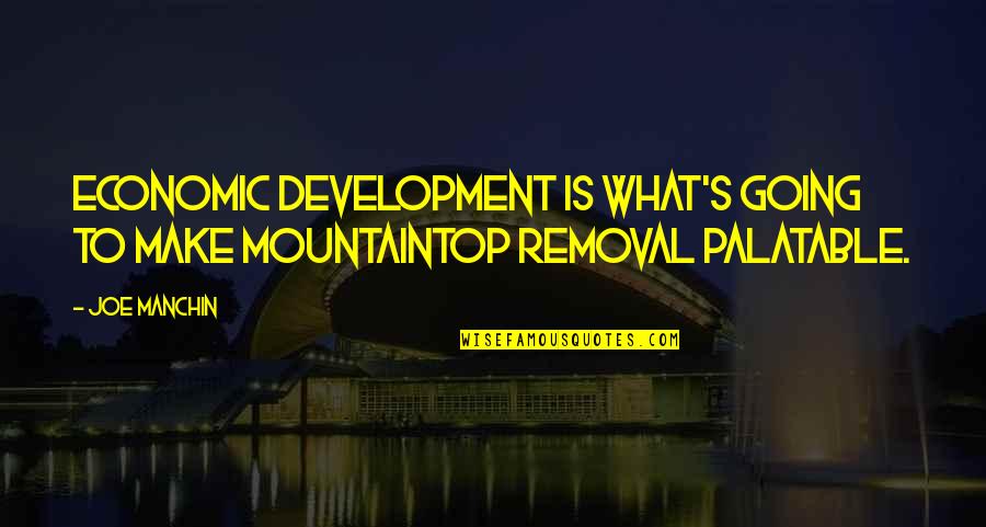 Manchin Quotes By Joe Manchin: Economic development is what's going to make mountaintop