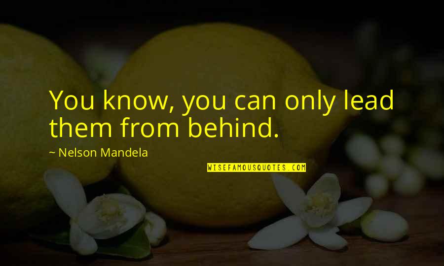 Mandela Nelson Quotes By Nelson Mandela: You know, you can only lead them from