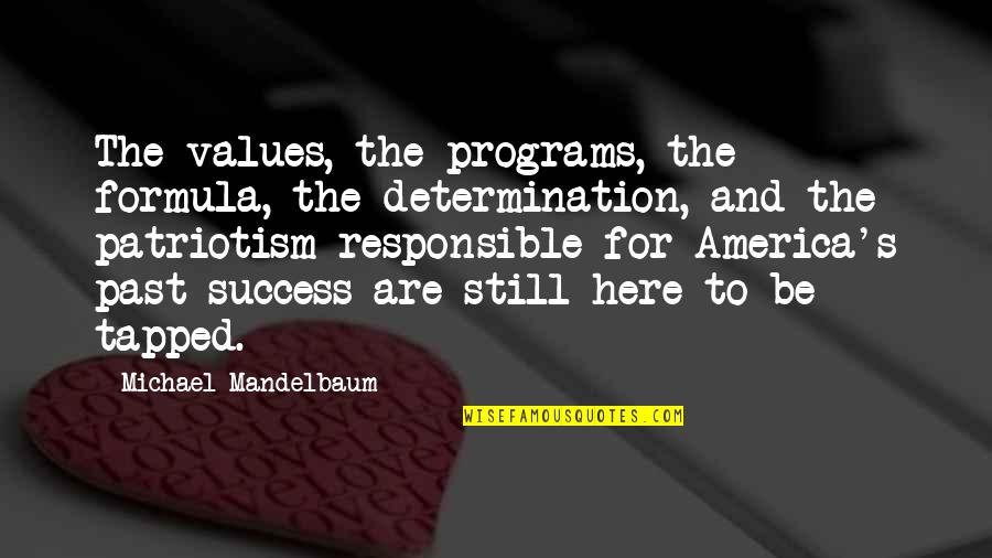 Mandelbaum Quotes By Michael Mandelbaum: The values, the programs, the formula, the determination,