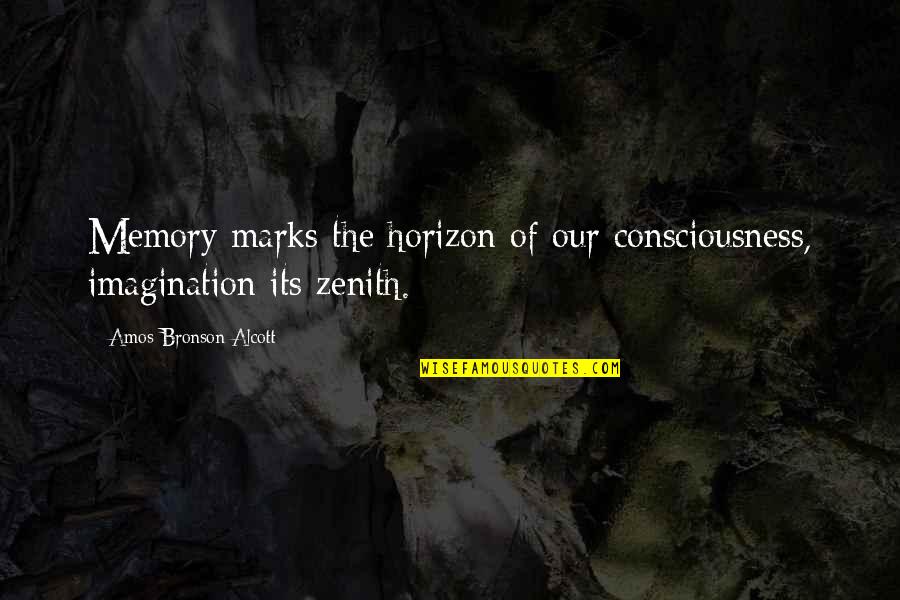 Mandells Christian Quotes By Amos Bronson Alcott: Memory marks the horizon of our consciousness, imagination