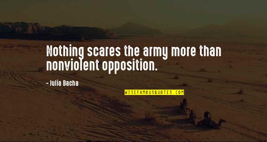 Mandlov Trest Quotes By Julia Bacha: Nothing scares the army more than nonviolent opposition.