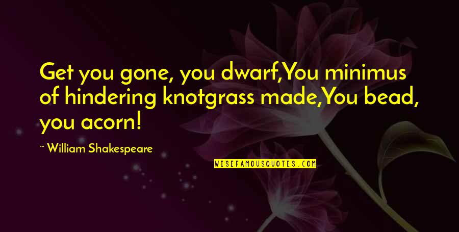 Manecilla Interna Quotes By William Shakespeare: Get you gone, you dwarf,You minimus of hindering Manecilla Interna Quotes By William Shakespeare: Get you gone, you dwarf,You minimus of hindering