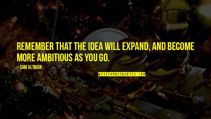 Maneuvered Slowly Crossword Quotes By Sam Altman: Remember that the idea will expand, and become