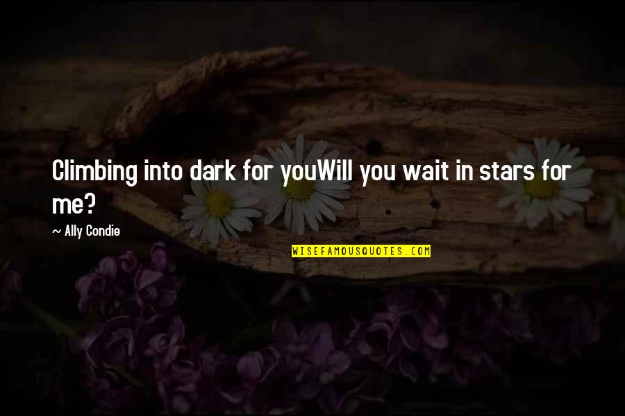 Maneuverer Quotes By Ally Condie: Climbing into dark for youWill you wait in