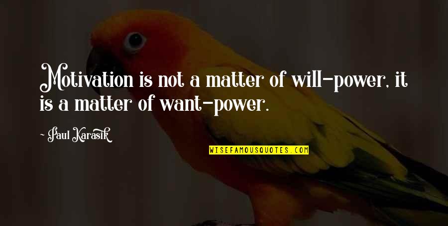 Mangiagalli Milano Quotes By Paul Karasik: Motivation is not a matter of will-power, it