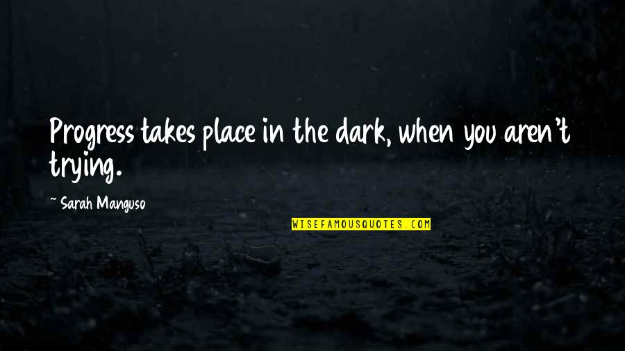 Manguso Quotes By Sarah Manguso: Progress takes place in the dark, when you Manguso Quotes By Sarah Manguso: Progress takes place in the dark, when you