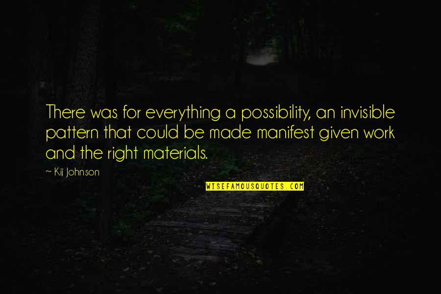 Manifest My Own Destiny Quotes By Kij Johnson: There was for everything a possibility, an invisible