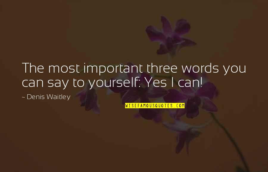 Manifest Your Destiny Quote Quotes By Denis Waitley: The most important three words you can say