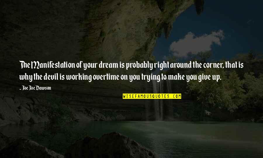 Manifestation Quotes By Joe Joe Dawson: The Manifestation of your dream is probably right