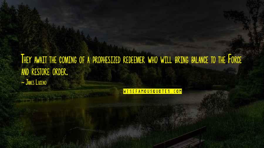 Maniler 4 Quotes By James Luceno: They await the coming of a prophesized redeemer