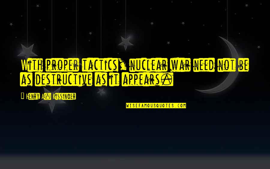 Manipulados Quotes By Henry A. Kissinger: With proper tactics, nuclear war need not be Manipulados Quotes By Henry A. Kissinger: With proper tactics, nuclear war need not be