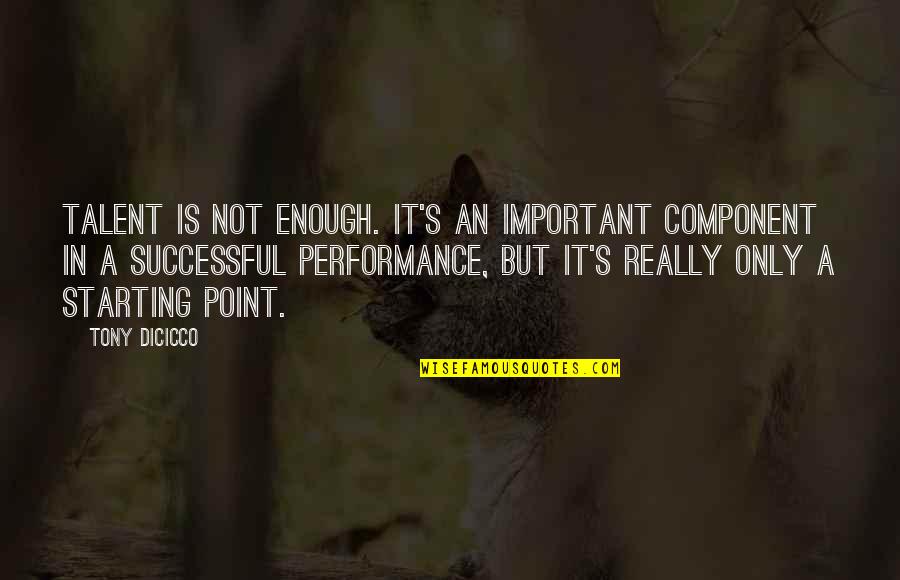 Manjares Fine Quotes By Tony DiCicco: Talent is not enough. It's an important component Manjares Fine Quotes By Tony DiCicco: Talent is not enough. It's an important component