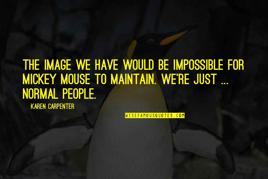 Manjeri Pin Quotes By Karen Carpenter: The image we have would be impossible for Manjeri Pin Quotes By Karen Carpenter: The image we have would be impossible for