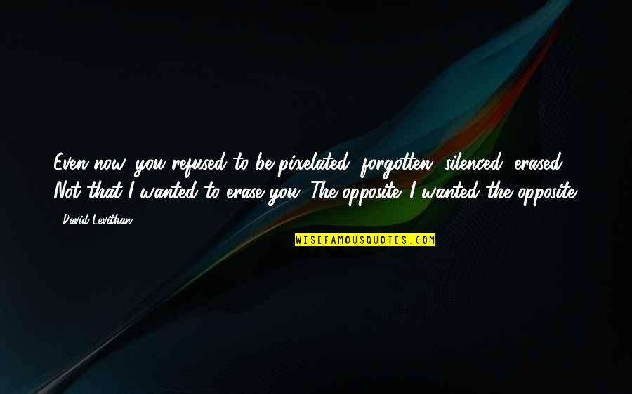 Manken Memesi Quotes By David Levithan: Even now, you refused to be pixelated, forgotten, Manken Memesi Quotes By David Levithan: Even now, you refused to be pixelated, forgotten,