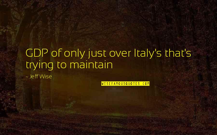 Mankofsky Lester Quotes By Jeff Wise: GDP of only just over Italy's that's trying