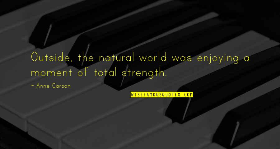 Manllo Quotes By Anne Carson: Outside, the natural world was enjoying a moment