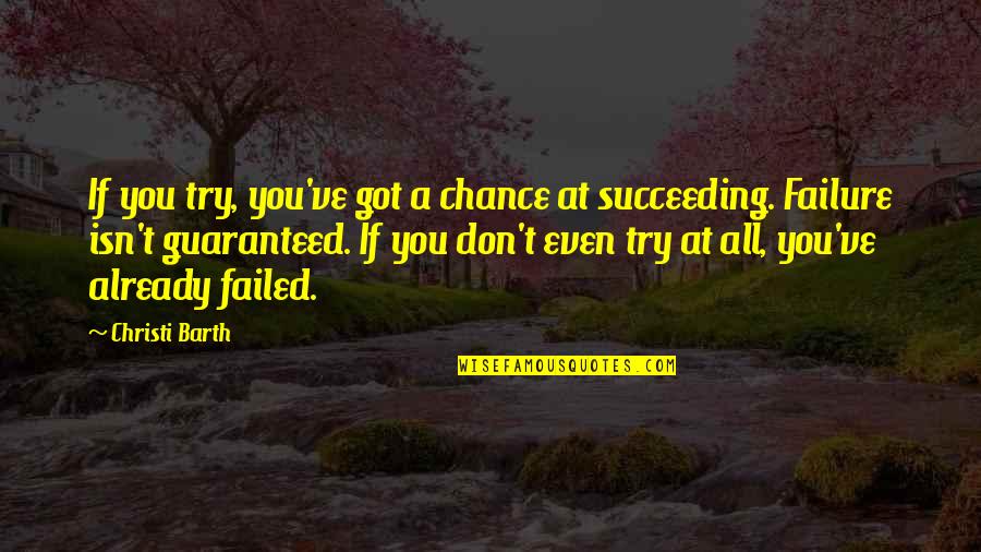 Mannerisms Quotes By Christi Barth: If you try, you've got a chance at