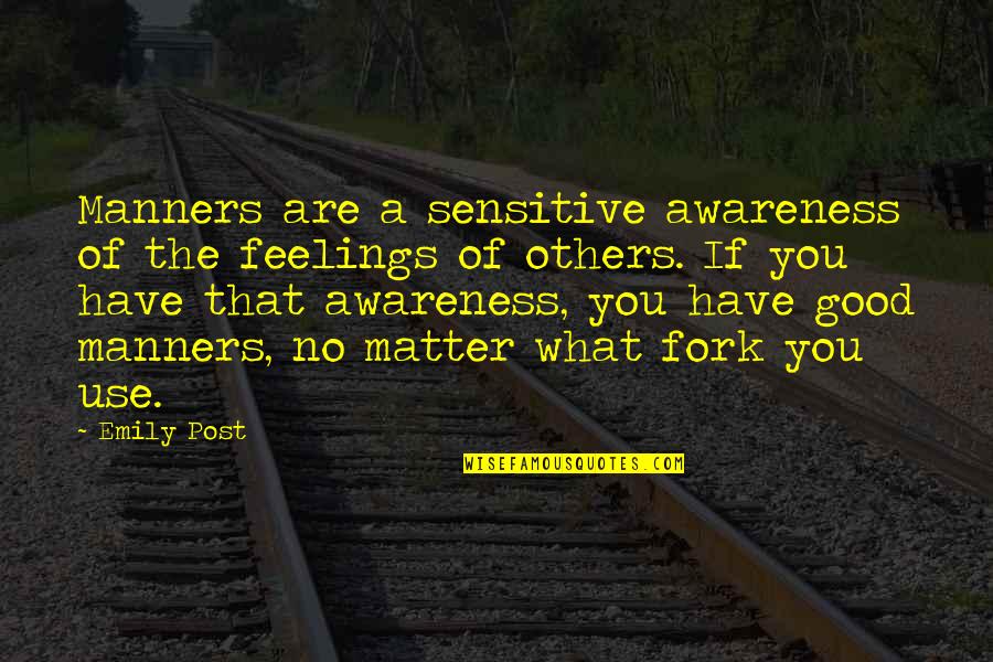 Manners Matter Quotes By Emily Post: Manners are a sensitive awareness of the feelings Manners Matter Quotes By Emily Post: Manners are a sensitive awareness of the feelings