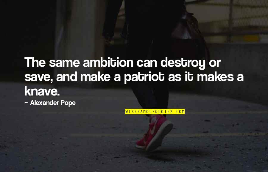 Mannheim Quotes By Alexander Pope: The same ambition can destroy or save, and
