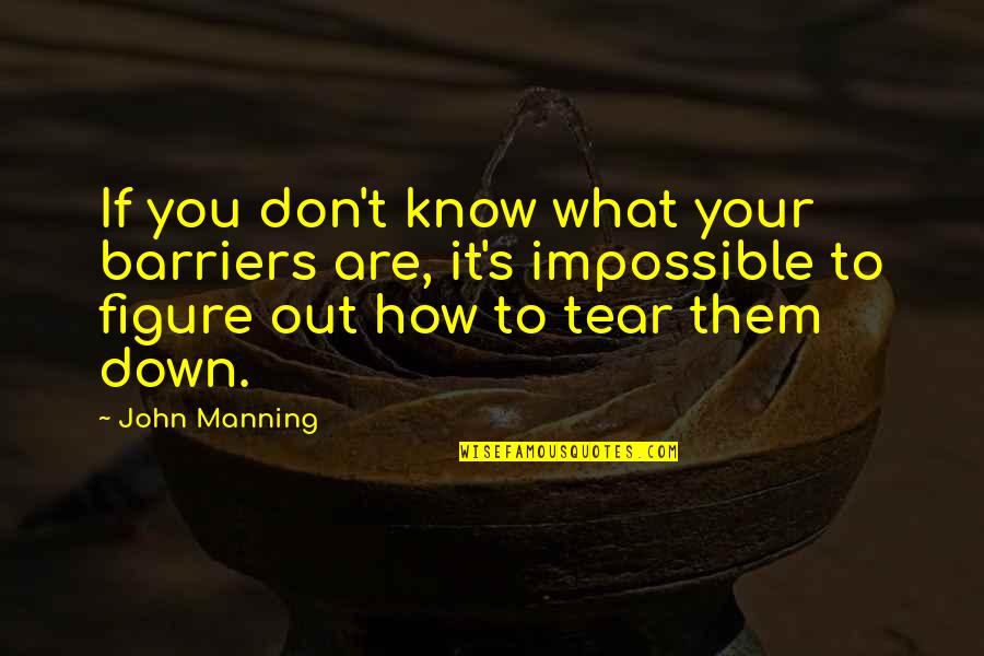 Manning's Quotes By John Manning: If you don't know what your barriers are, Manning's Quotes By John Manning: If you don't know what your barriers are,