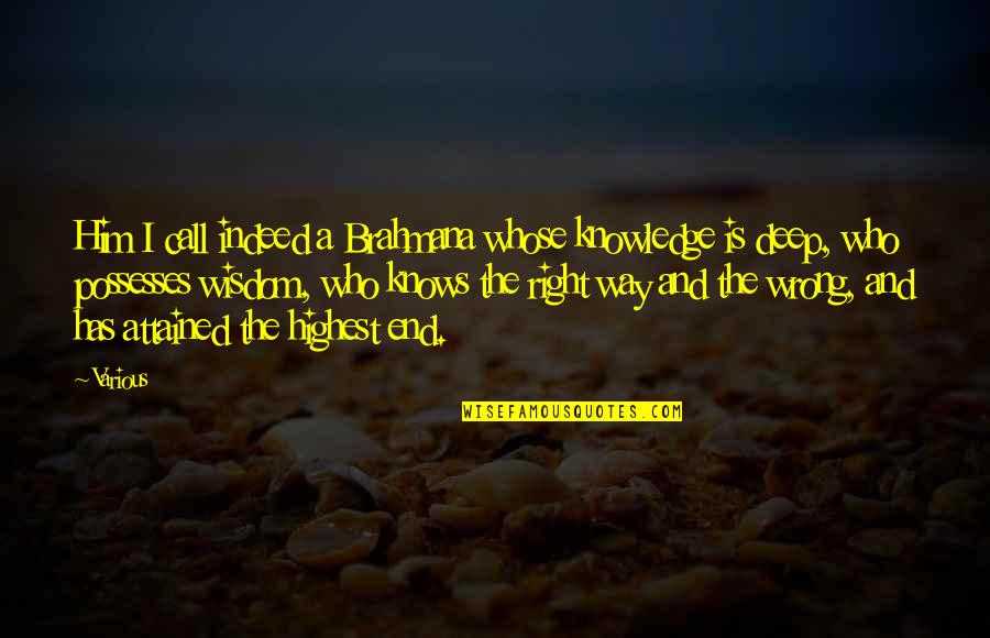 Manoel Oliveira Quotes By Various: Him I call indeed a Brahmana whose knowledge