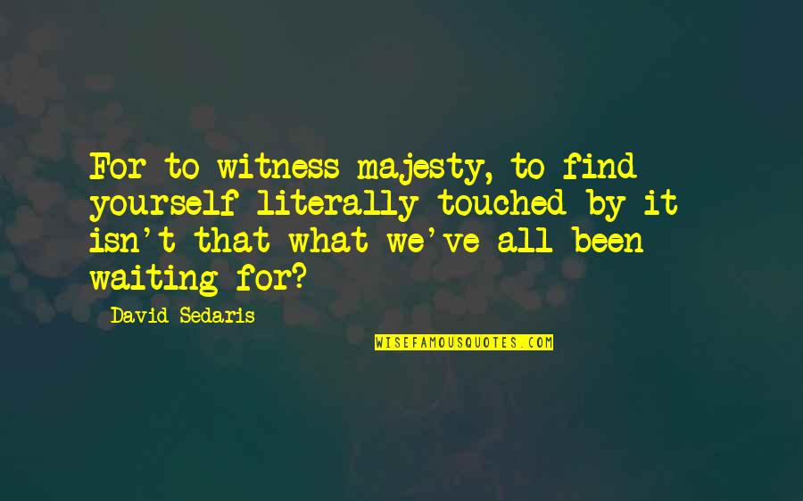 Manoj Tiwari Quotes By David Sedaris: For to witness majesty, to find yourself literally Manoj Tiwari Quotes By David Sedaris: For to witness majesty, to find yourself literally