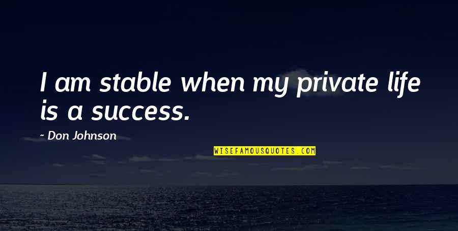 Manolas Panagiotis Quotes By Don Johnson: I am stable when my private life is Manolas Panagiotis Quotes By Don Johnson: I am stable when my private life is