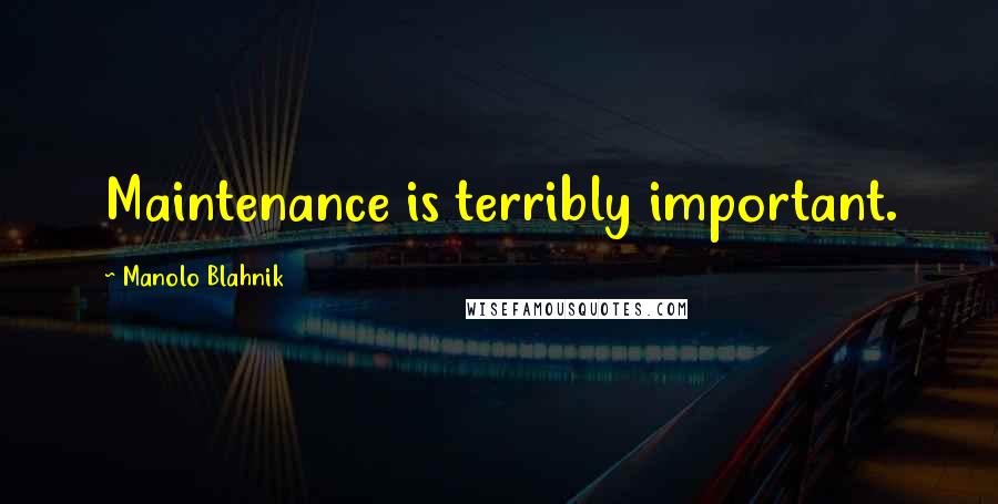 Manolo Blahnik quotes: Maintenance is terribly important.