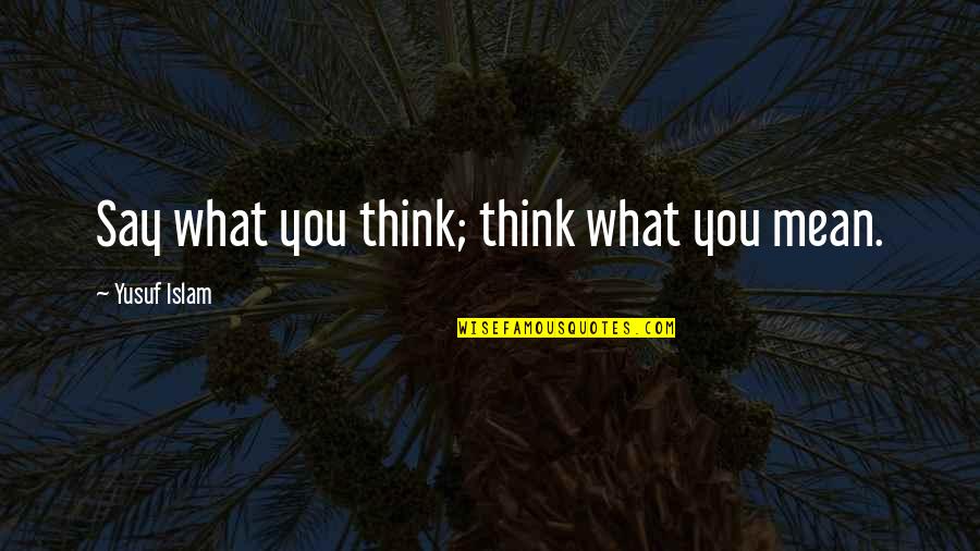 Manouk Van Quotes By Yusuf Islam: Say what you think; think what you mean. Manouk Van Quotes By Yusuf Islam: Say what you think; think what you mean.