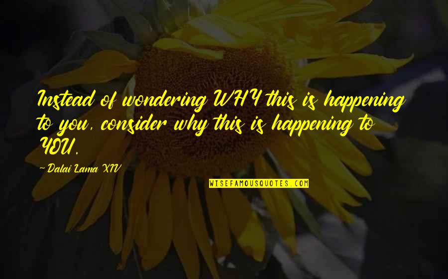 Manpole Quotes By Dalai Lama XIV: Instead of wondering WHY this is happening to