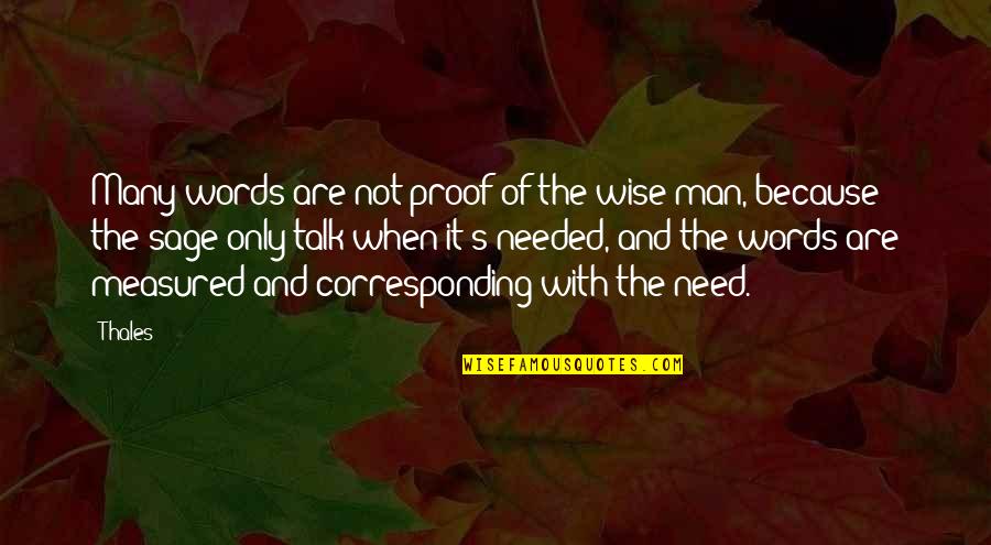 Man's Needs Quotes By Thales: Many words are not proof of the wise Man's Needs Quotes By Thales: Many words are not proof of the wise