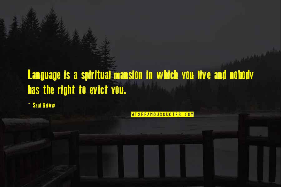 Mansion Quotes By Saul Bellow: Language is a spiritual mansion in which you