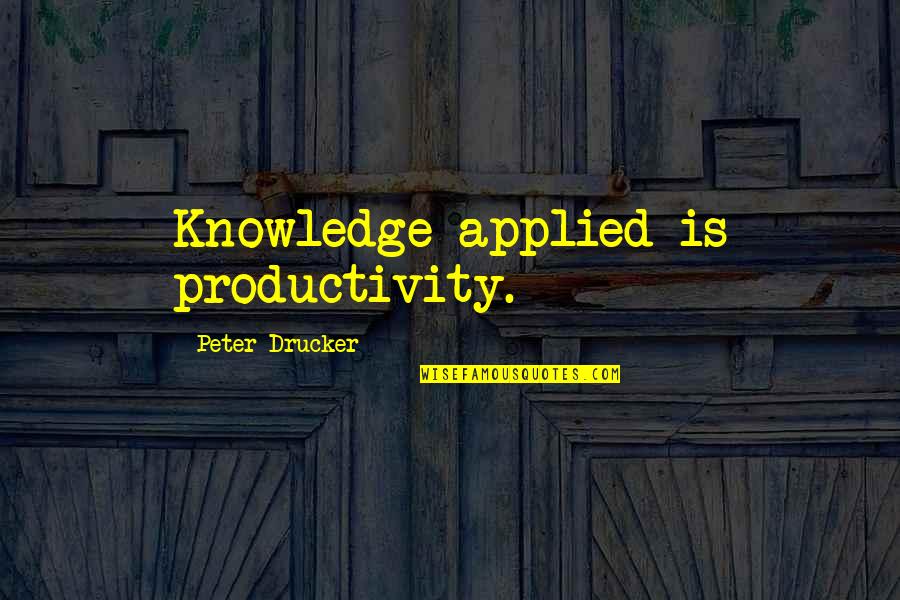 Manske Wealth Quotes By Peter Drucker: Knowledge applied is productivity.