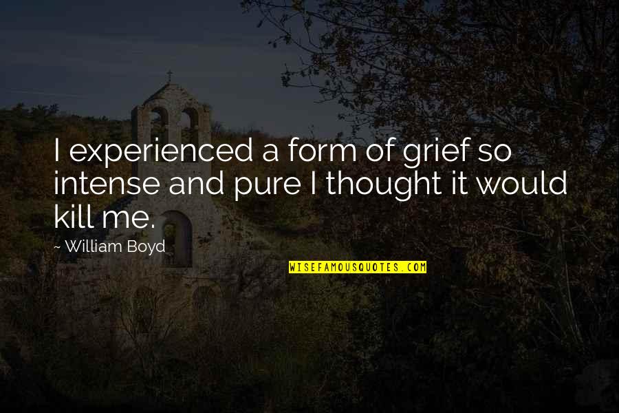 Mansukhani Mahesh Quotes By William Boyd: I experienced a form of grief so intense