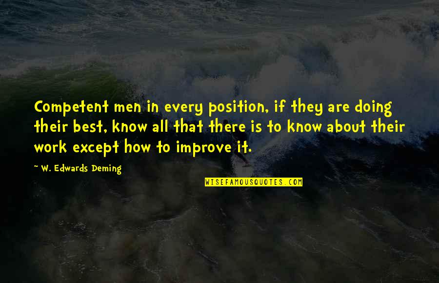 Mantenhamos Quotes By W. Edwards Deming: Competent men in every position, if they are Mantenhamos Quotes By W. Edwards Deming: Competent men in every position, if they are