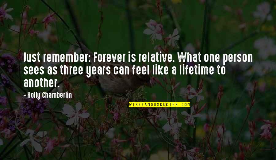 Mantonun Bilesimi Quotes By Holly Chamberlin: Just remember: Forever is relative. What one person