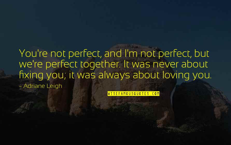 Manuel Fawlty Towers Quotes By Adriane Leigh: You're not perfect, and I'm not perfect, but