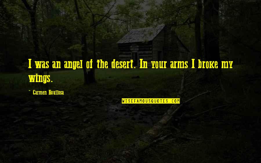 Manufacturedness Quotes By Carmen Boullosa: I was an angel of the desert. In