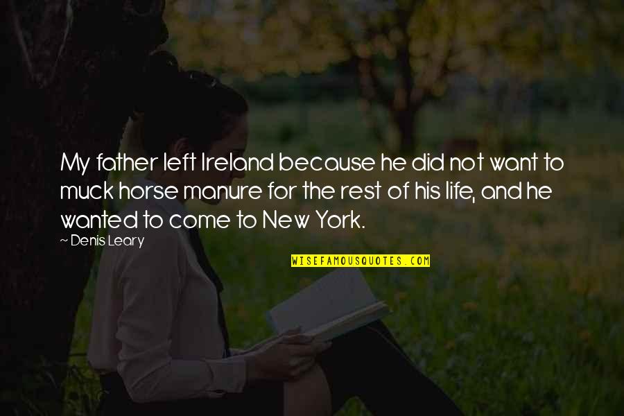Manure Quotes By Denis Leary: My father left Ireland because he did not Manure Quotes By Denis Leary: My father left Ireland because he did not