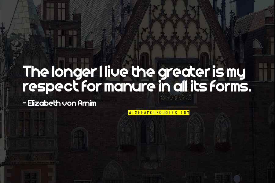 Manure Quotes By Elizabeth Von Arnim: The longer I live the greater is my