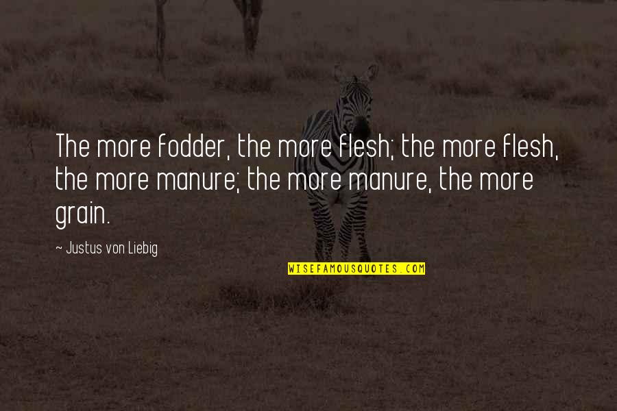 Manure Quotes By Justus Von Liebig: The more fodder, the more flesh; the more
