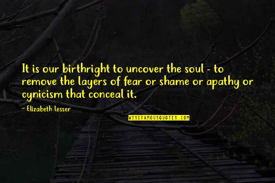 Many Layers Quotes By Elizabeth Lesser: It is our birthright to uncover the soul