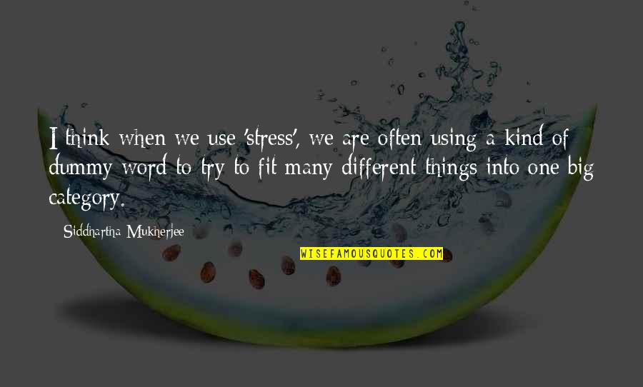 Many Things Quotes By Siddhartha Mukherjee: I think when we use 'stress', we are