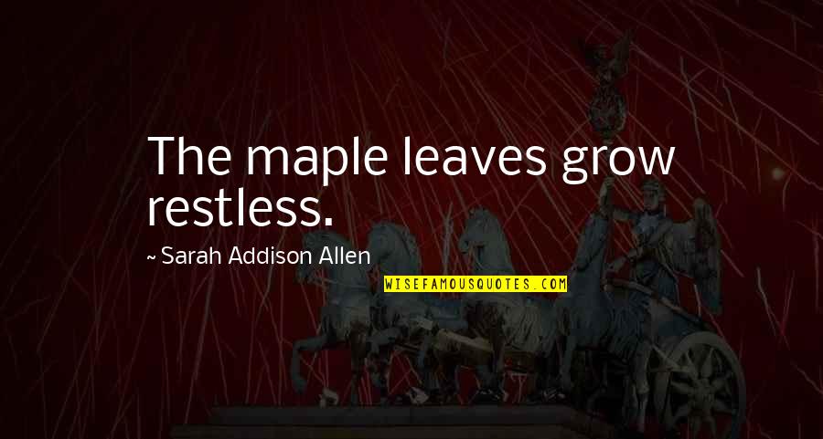 Maple Leaves Quotes By Sarah Addison Allen: The maple leaves grow restless.