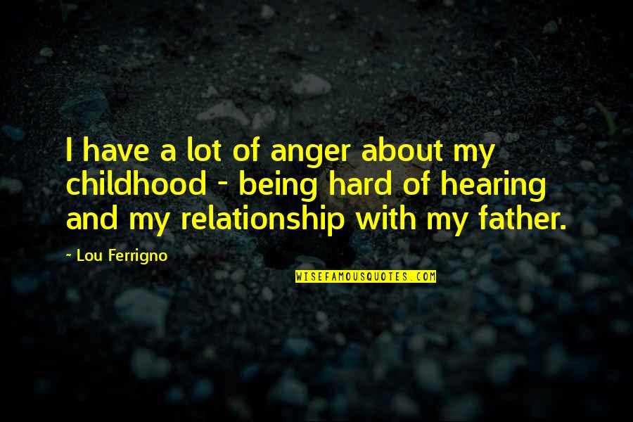 Maracay Avance Quotes By Lou Ferrigno: I have a lot of anger about my