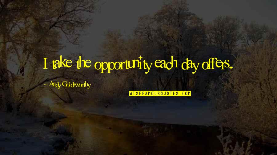 Maraing Quotes By Andy Goldsworthy: I take the opportunity each day offers.