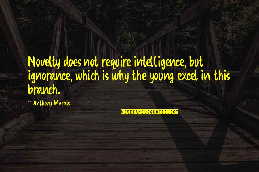 Marais Quotes By Anthony Marais: Novelty does not require intelligence, but ignorance, which