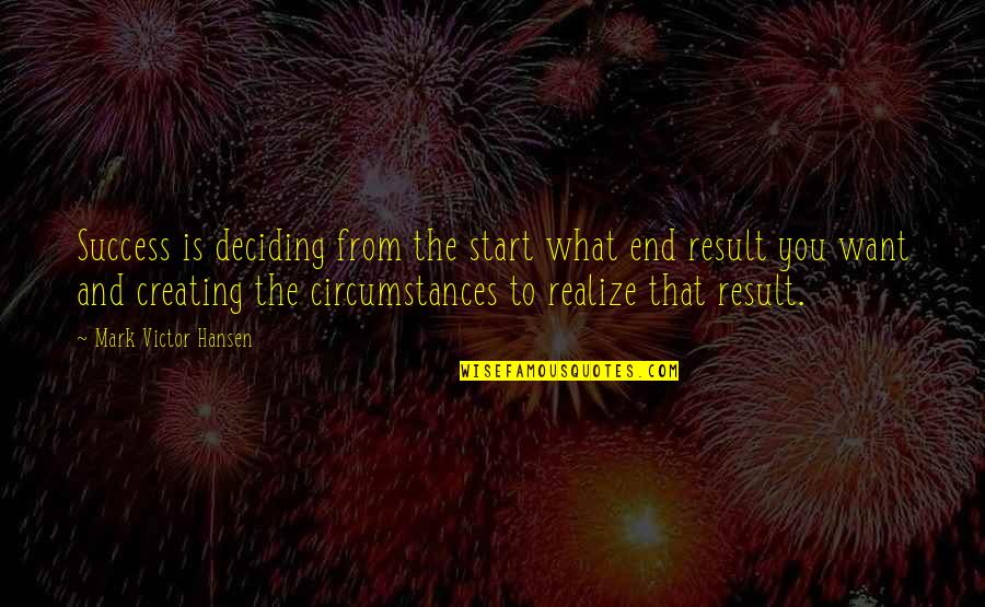 Maralal Quotes By Mark Victor Hansen: Success is deciding from the start what end