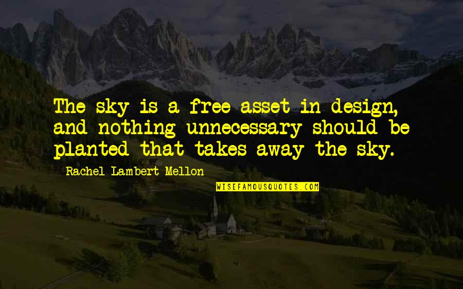 Marathoning For Mortals Quotes By Rachel Lambert Mellon: The sky is a free asset in design,