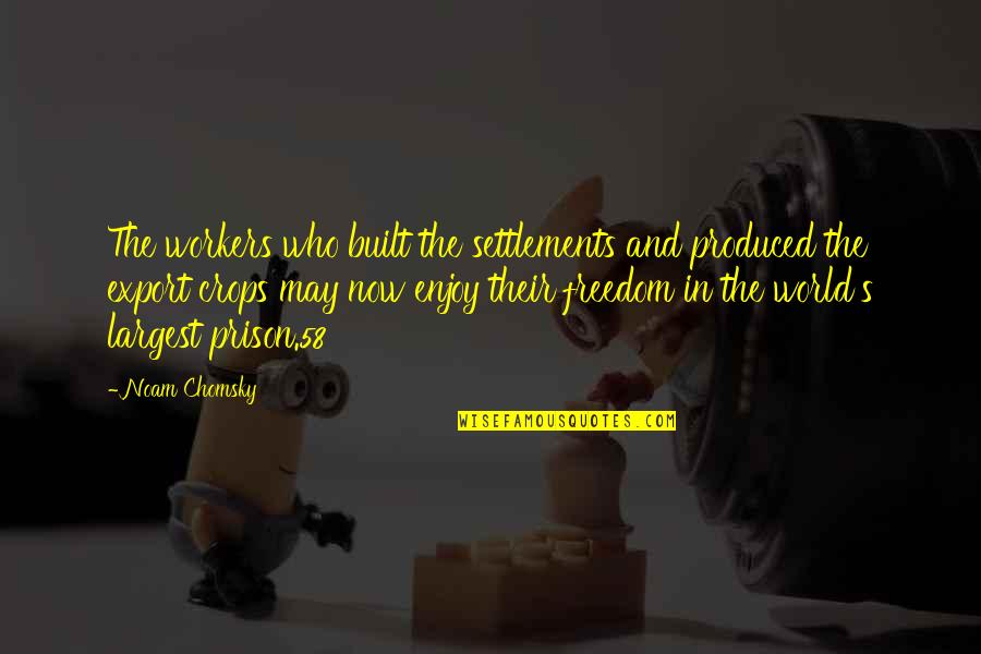 Maravilhosa Model Quotes By Noam Chomsky: The workers who built the settlements and produced Maravilhosa Model Quotes By Noam Chomsky: The workers who built the settlements and produced